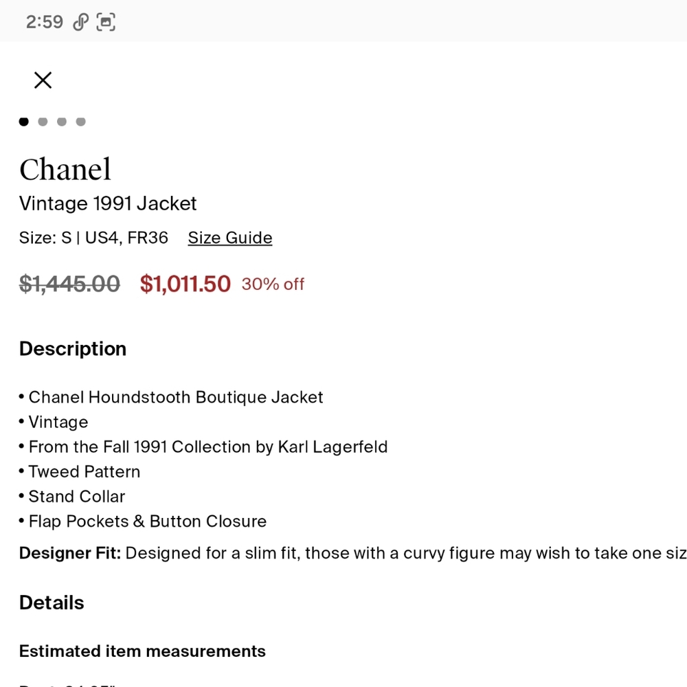 Authentic CHANEL Navy and Cream Houndstooth Jacket Fall 1991 34 0 2 XS - Picture 11 of 16